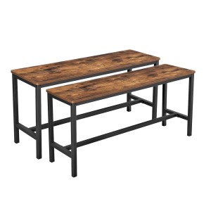 Lot de 2 bancs style industriel collection TAMPA structure en métal et assise en bois.