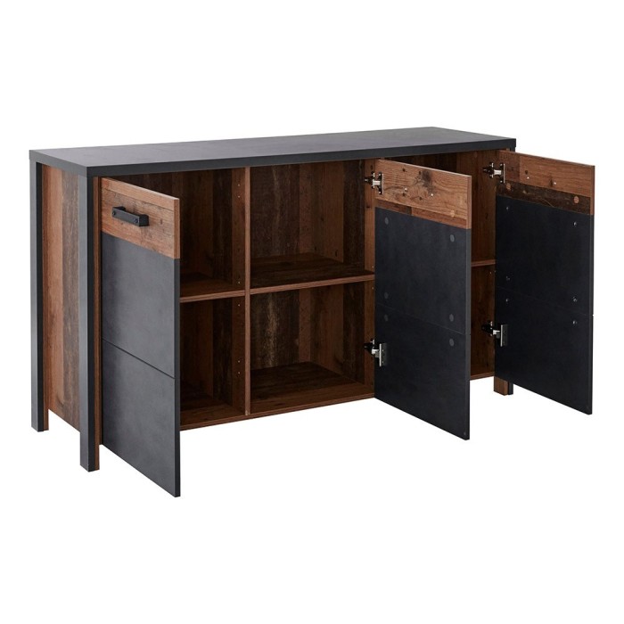 Buffet 140cm collection WINDSOR . Coloris gris anthracite et chêne foncé.