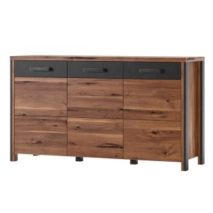 Buffet 140cm collection WINDSOR . Coloris chêne foncé et gris anthracite.