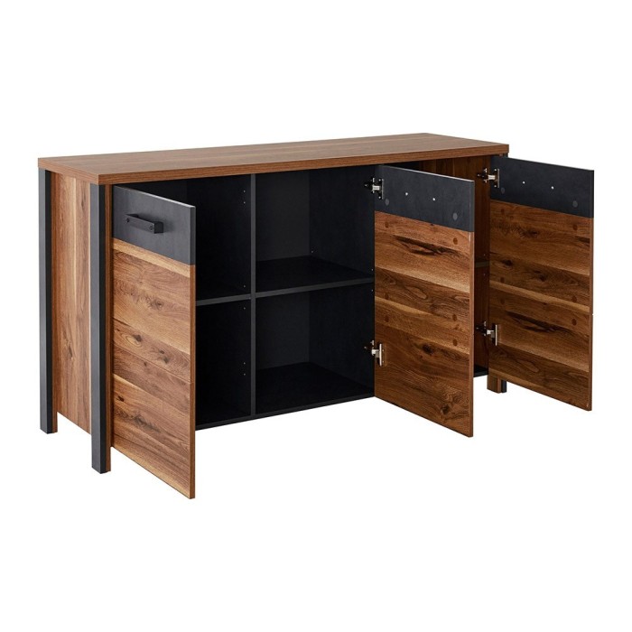 Buffet 140cm collection WINDSOR . Coloris chêne foncé et gris anthracite.