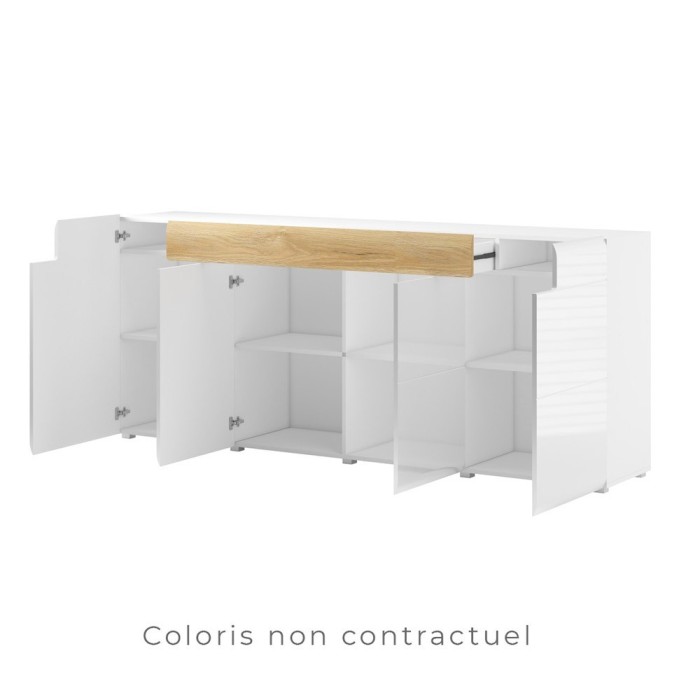 Buffet 200cm collection OHIO. Coloris gris anthracite et chêne.