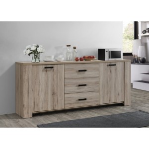 Buffet collection VERMONT, 2 portes et 3 tiroirs. Effet bois.