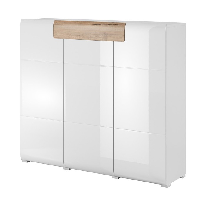 Buffet grand modèle collection OHIO. Coloris blanc et effet chêne. Style design