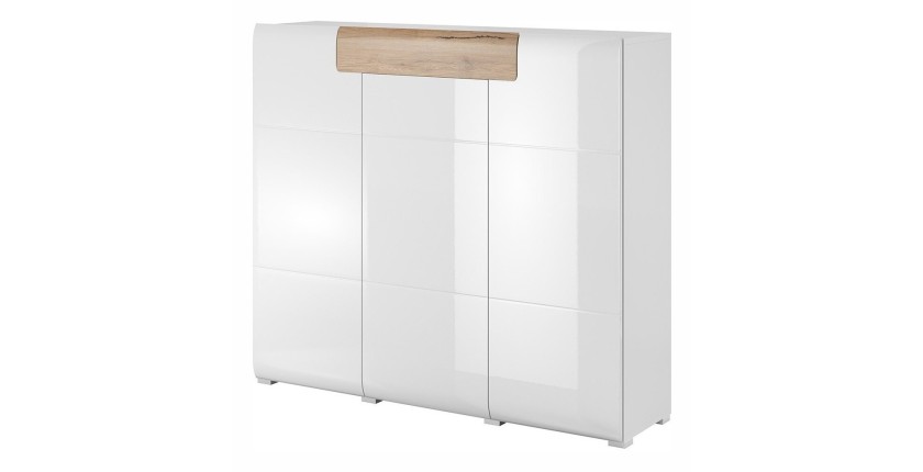 Buffet grand modèle collection OHIO. Coloris blanc et effet chêne. Style design