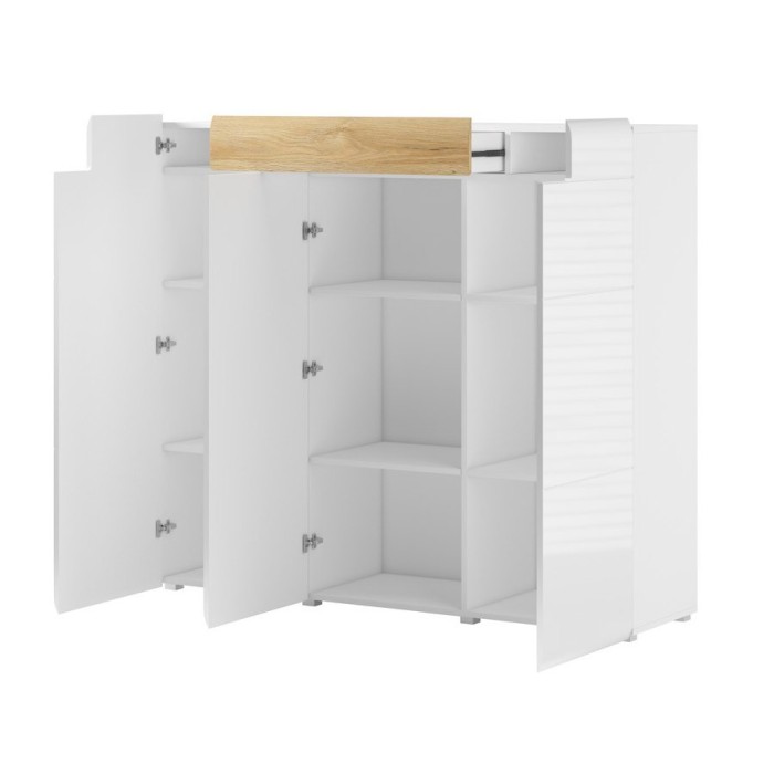 Buffet grand modèle collection OHIO. Coloris blanc et effet chêne. Style design