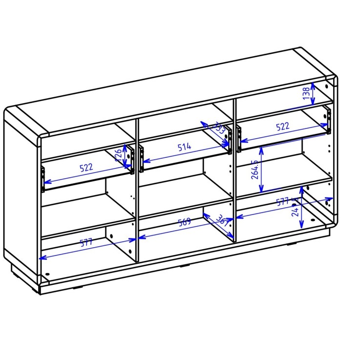 Buffet 180cm collection VILLA. Couleur chêne et noir. LED intégrées