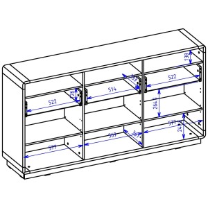 Buffet 180cm collection VILLA. Couleur chêne et noir. LED intégrées