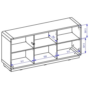 Buffet 3 portes collection VILLA. Couleur chêne et noir mat.