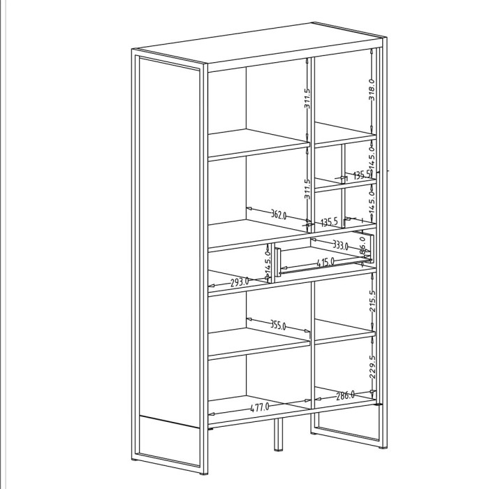 Vaisselier style industriel avec éclairage LED intégrée collection MILO. Coloris épicéa et noir.
