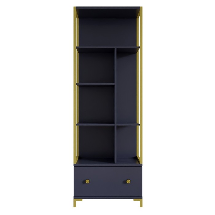 Ensemble de 2 meubles de bureau. Console et étagère collection DOUGLAS coloris bleu et doré