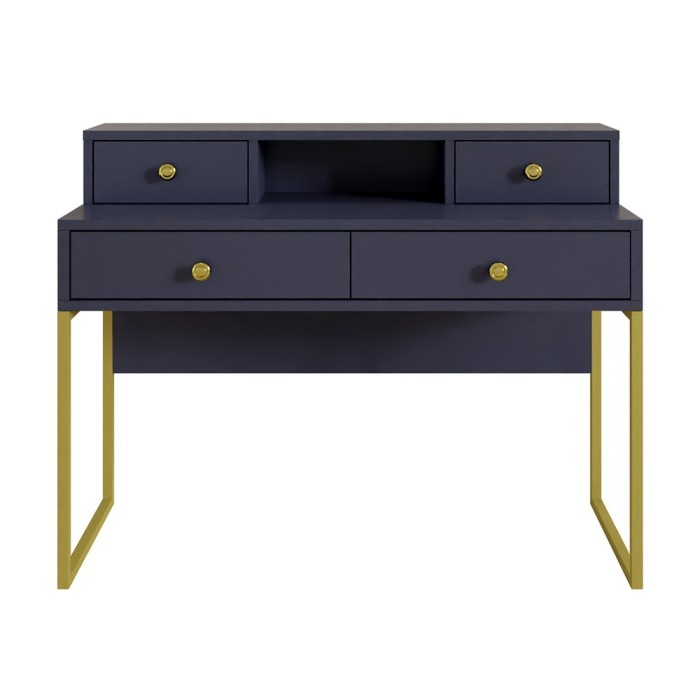Ensemble de 2 meubles de bureau. Console et étagère collection DOUGLAS coloris bleu et doré