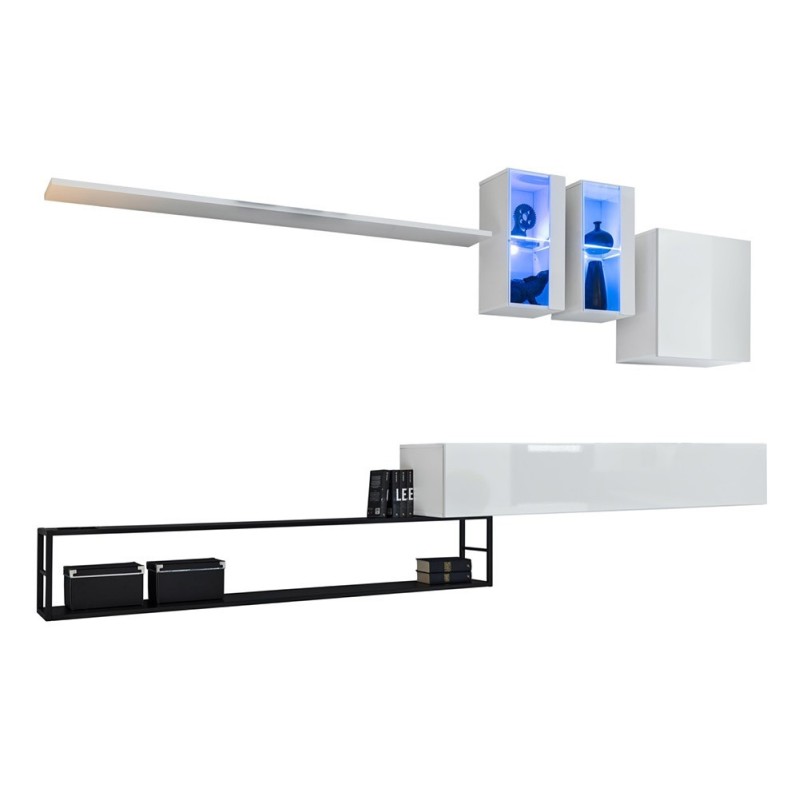 Ensemble meubles de salon style industriel SWITCH M1. Coloris blanc.