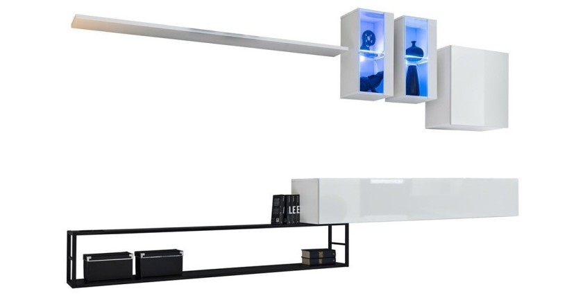 Ensemble meubles de salon style industriel SWITCH M1. Coloris blanc.