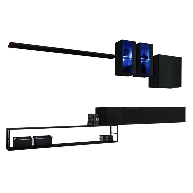 Ensemble meubles de salon style industriel SWITCH M1. Coloris noir.