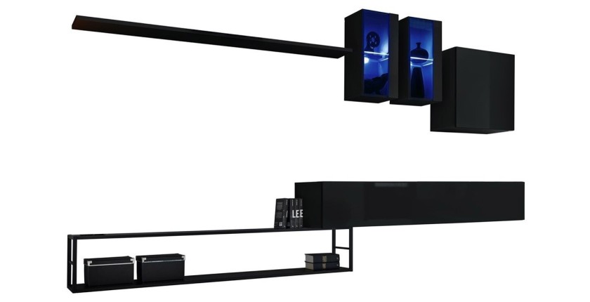 Ensemble meubles de salon style industriel SWITCH M1. Coloris noir.