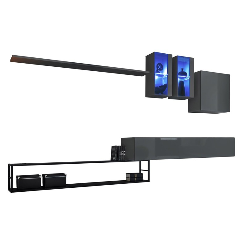 Ensemble meubles de salon style industriel SWITCH M1. Coloris gris.