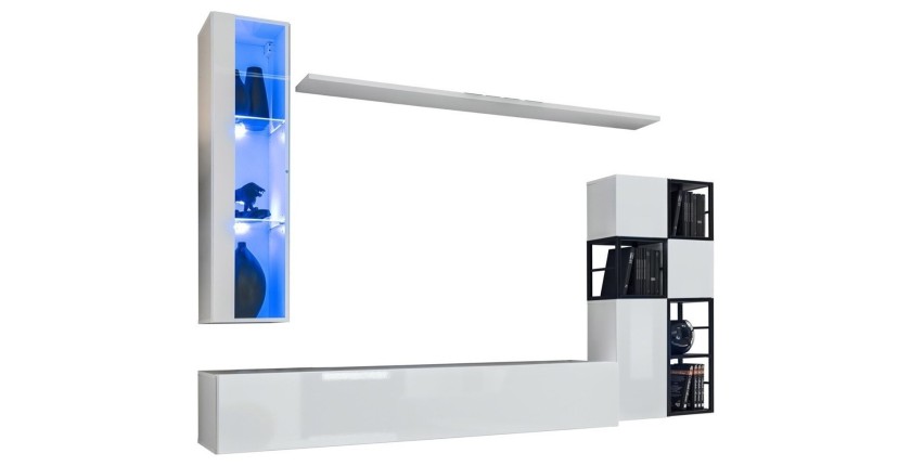 Ensemble meubles de salon style industriel SWITCH M2. Coloris blanc.