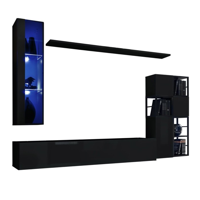 Ensemble meubles de salon style industriel SWITCH M2. Coloris noir.