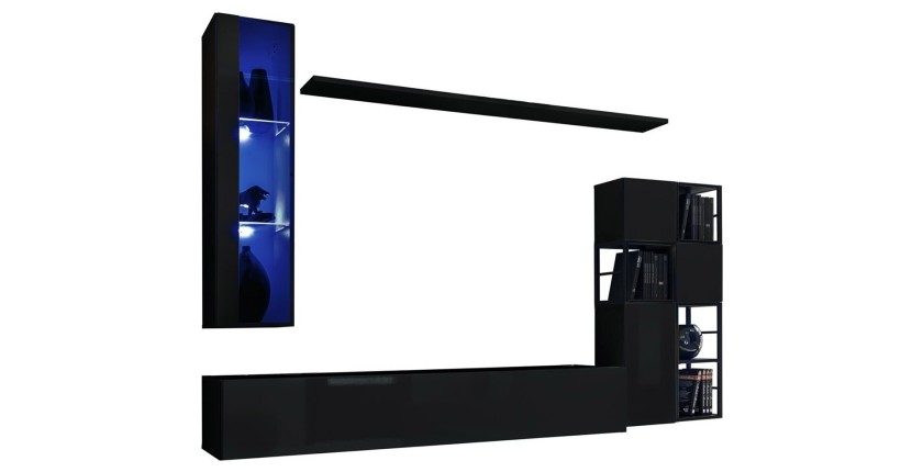 Ensemble meubles de salon style industriel SWITCH M2. Coloris noir.