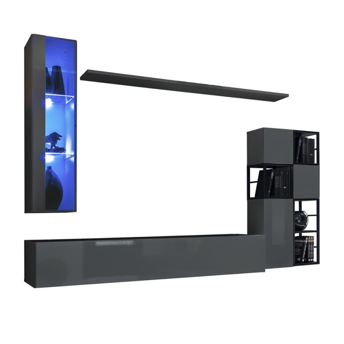 Ensemble meubles de salon style industriel SWITCH M2. Coloris gris.