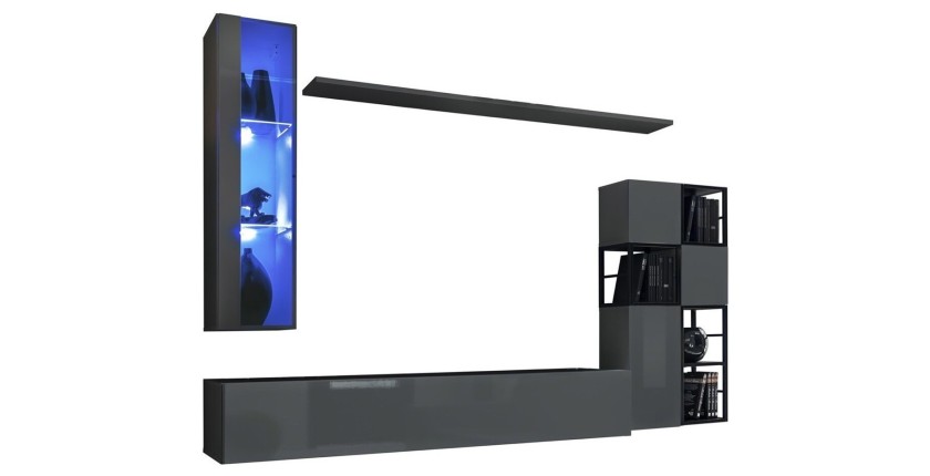 Ensemble meubles de salon style industriel SWITCH M2. Coloris gris.