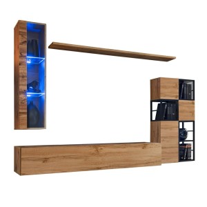 Ensemble meubles de salon style industriel SWITCH M2. Coloris chêne.