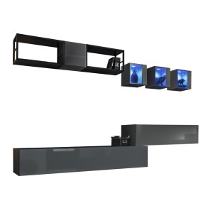 Ensemble meubles de salon style industriel SWITCH M3. Coloris gris.