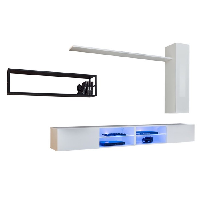 Ensemble meubles de salon style industriel SWITCH M4. Coloris blanc.