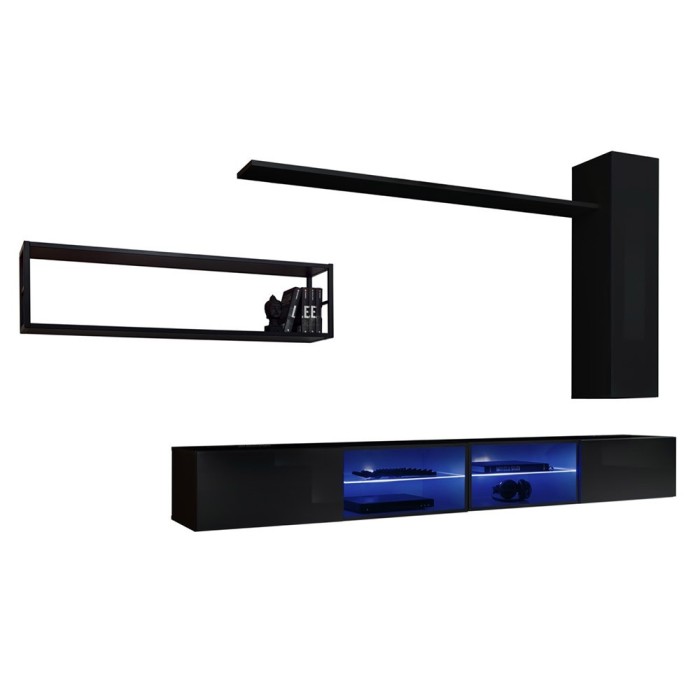 Ensemble meubles de salon style industriel SWITCH M4. Coloris noir.