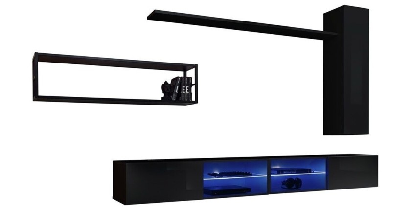 Ensemble meubles de salon style industriel SWITCH M4. Coloris noir.