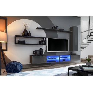Ensemble meubles de salon style industriel SWITCH M4. Coloris gris.