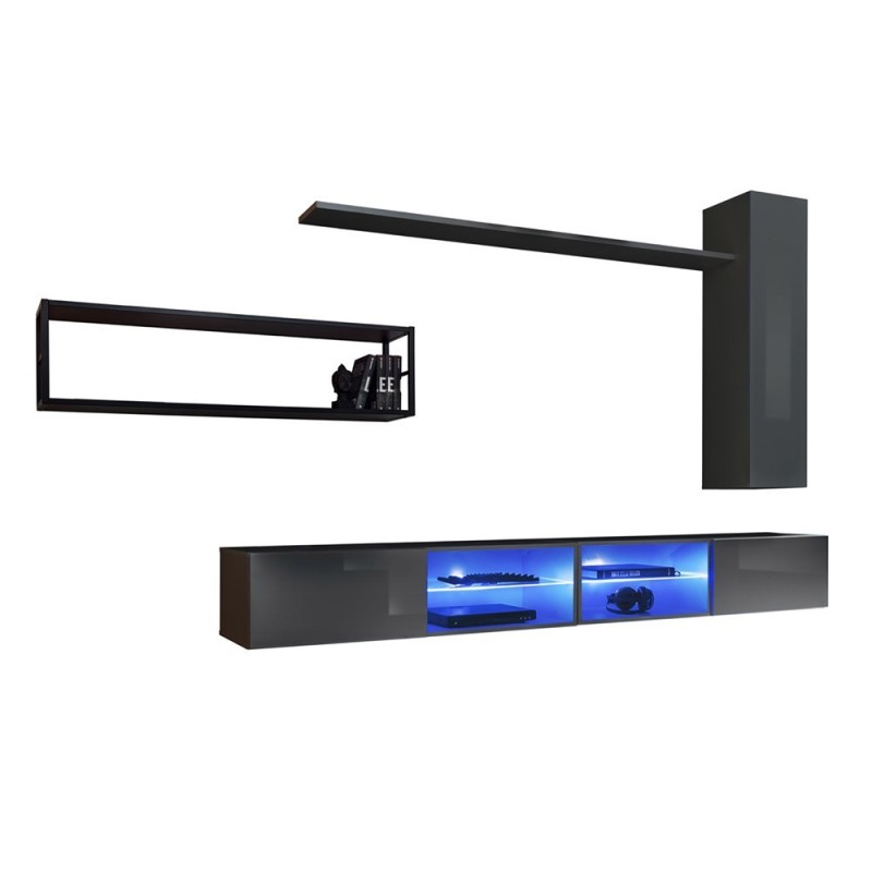 Ensemble meubles de salon style industriel SWITCH M4. Coloris gris.