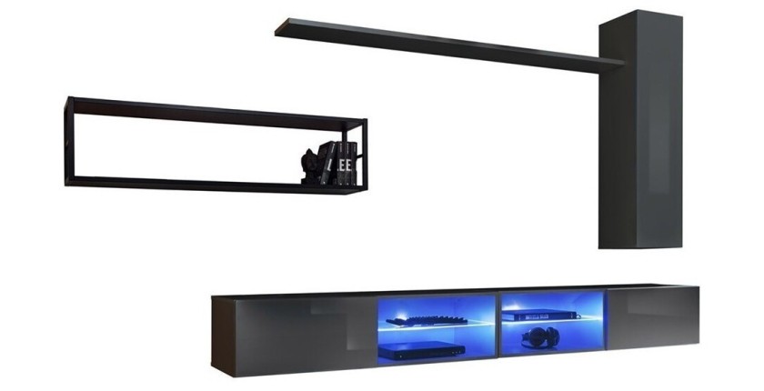 Ensemble meubles de salon style industriel SWITCH M4. Coloris gris.