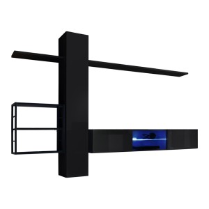 Ensemble meubles de salon style industriel SWITCH M5. Coloris noir.