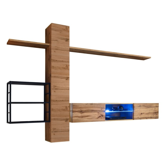 Ensemble meubles de salon style industriel SWITCH M5. Coloris chêne.