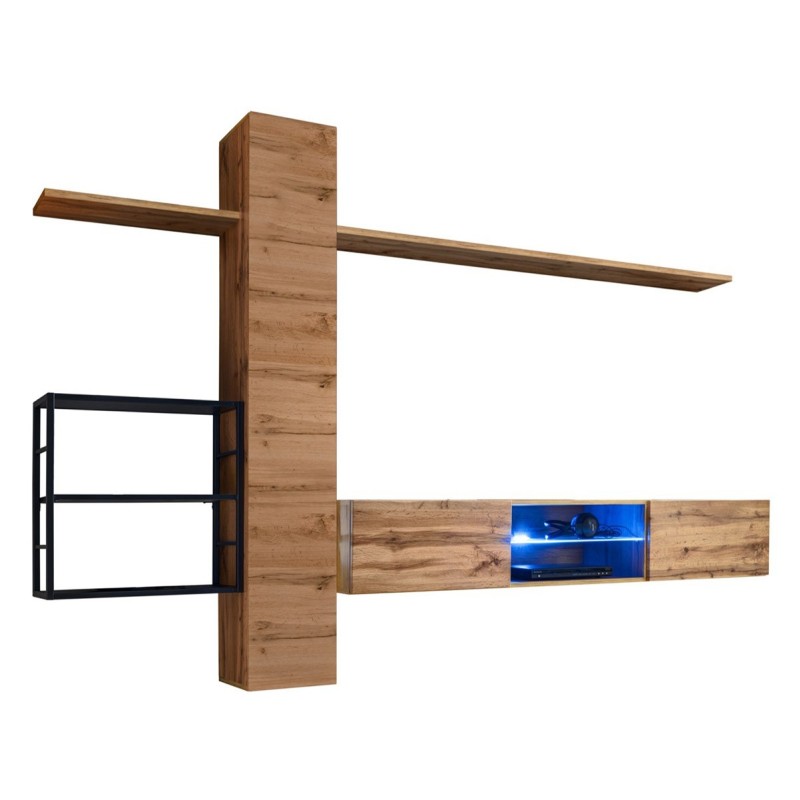 Ensemble meubles de salon style industriel SWITCH M5. Coloris chêne.