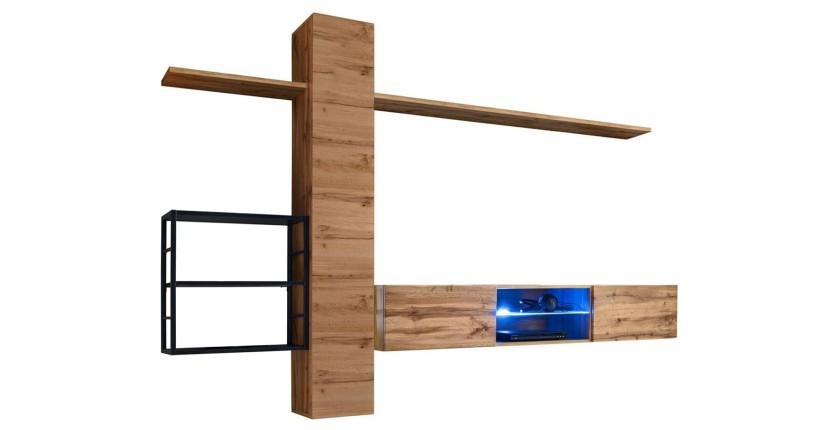 Ensemble meubles de salon style industriel SWITCH M5. Coloris chêne.