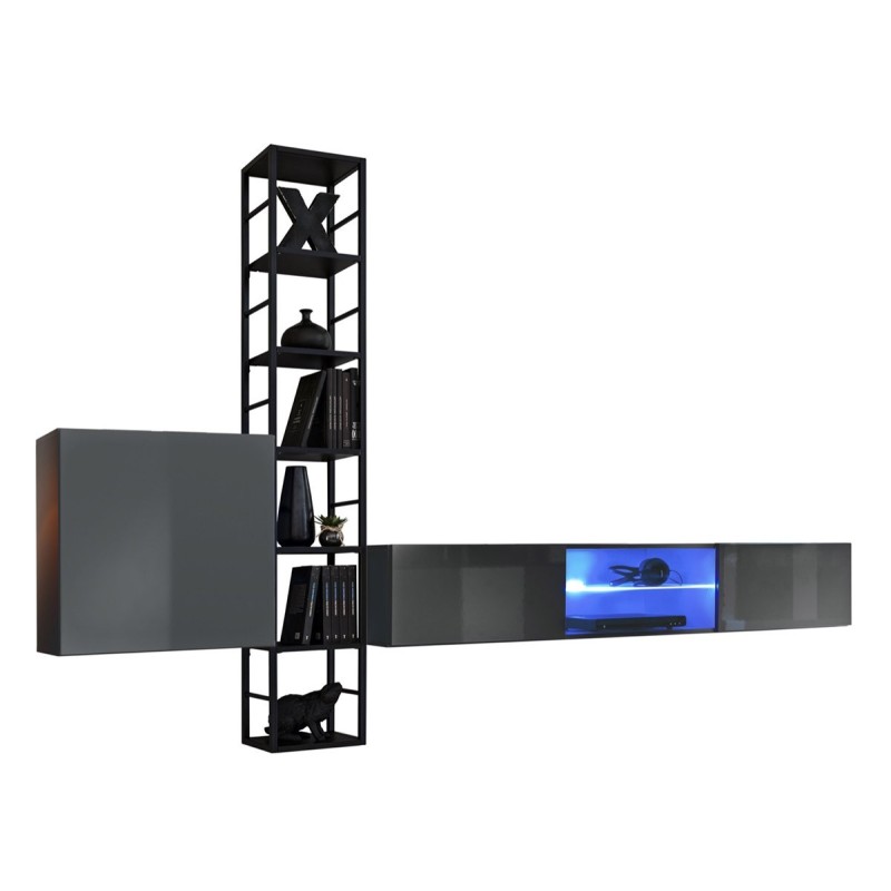 Ensemble meubles de salon style industriel SWITCH M6. Coloris gris.