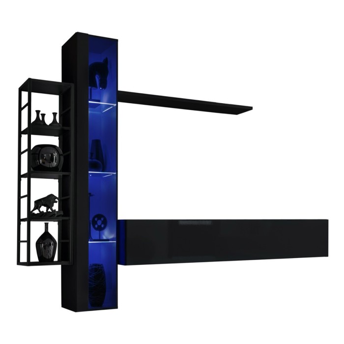 Ensemble meubles de salon style industriel SWITCH M7. Coloris noir.