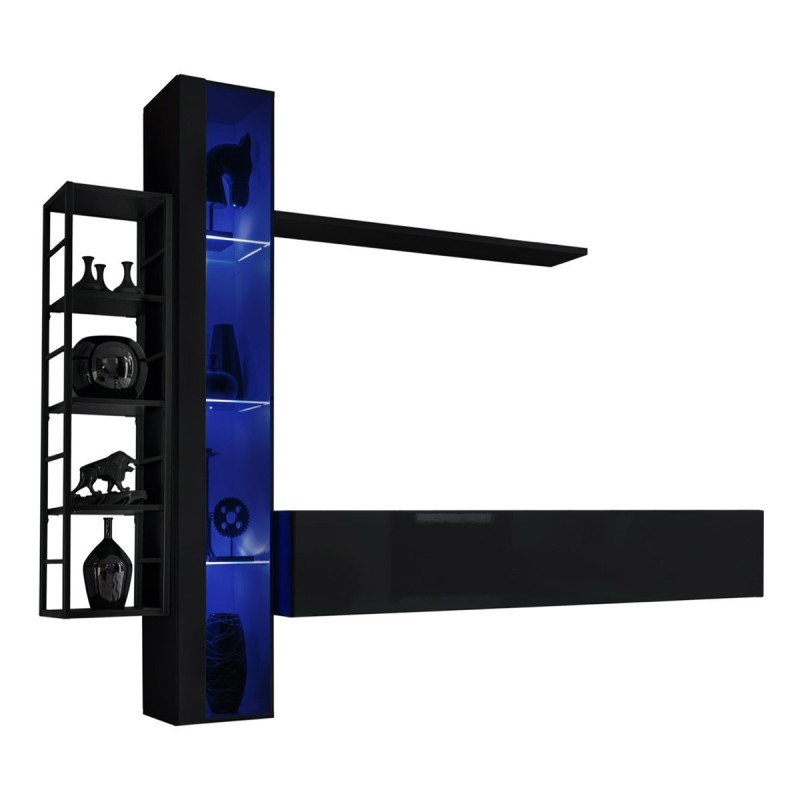 Ensemble meubles de salon style industriel SWITCH M7. Coloris noir.