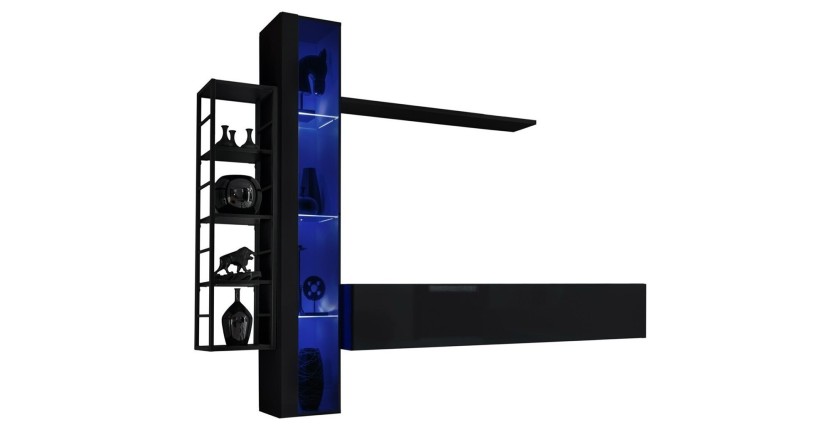 Ensemble meubles de salon style industriel SWITCH M7. Coloris noir.
