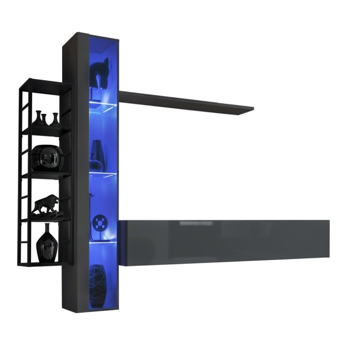 Ensemble meubles de salon style industriel SWITCH M7. Coloris gris.