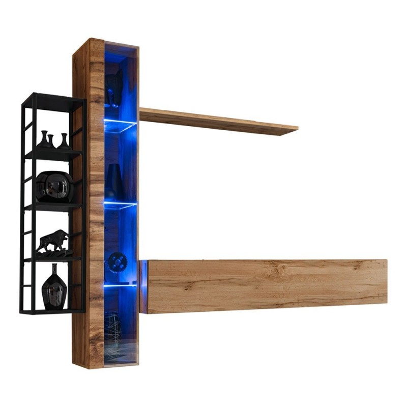 Ensemble meubles de salon style industriel SWITCH M7. Coloris chêne.