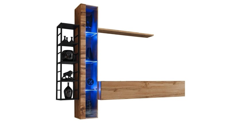 Ensemble meubles de salon style industriel SWITCH M7. Coloris chêne.