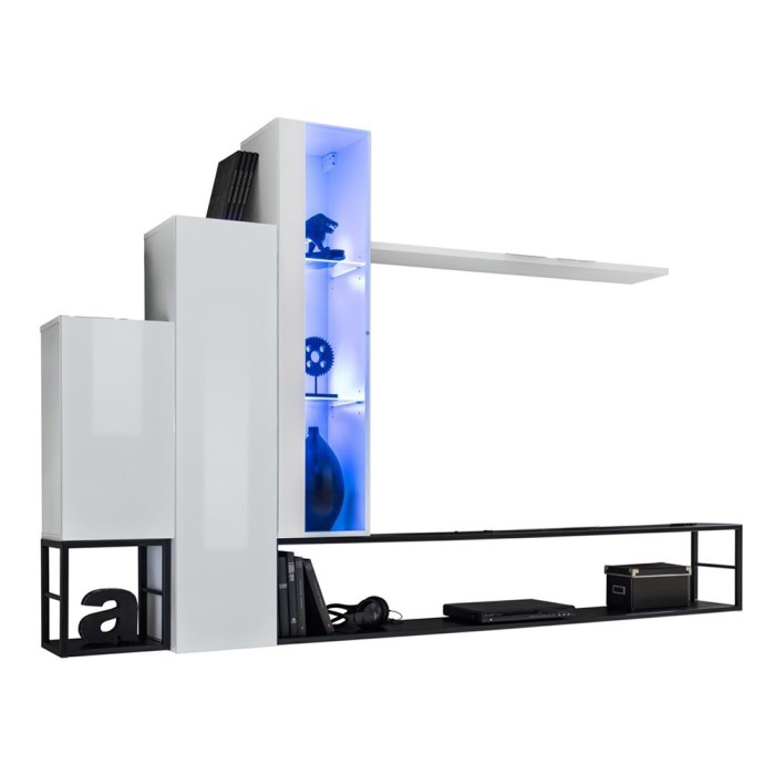 Ensemble meubles de salon style industriel SWITCH M8. Coloris blanc.