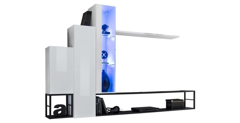 Ensemble meubles de salon style industriel SWITCH M8. Coloris blanc.