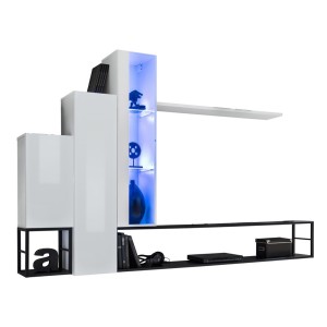 Ensemble meubles de salon style industriel SWITCH M8. Coloris blanc.