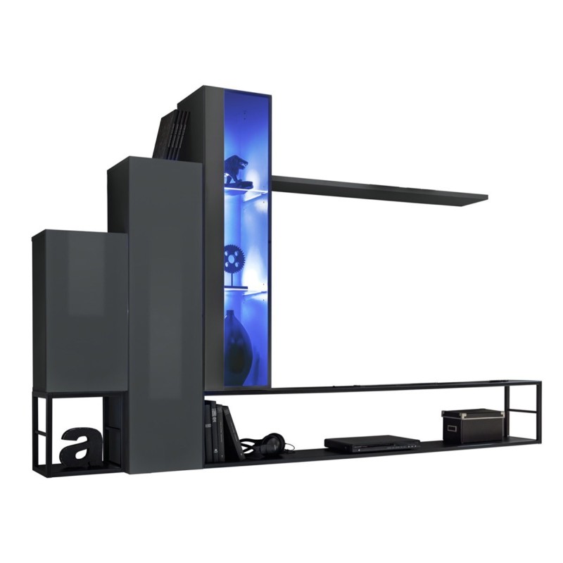 Ensemble meubles de salon style industriel SWITCH M8. Coloris gris.