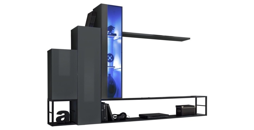 Ensemble meubles de salon style industriel SWITCH M8. Coloris gris.