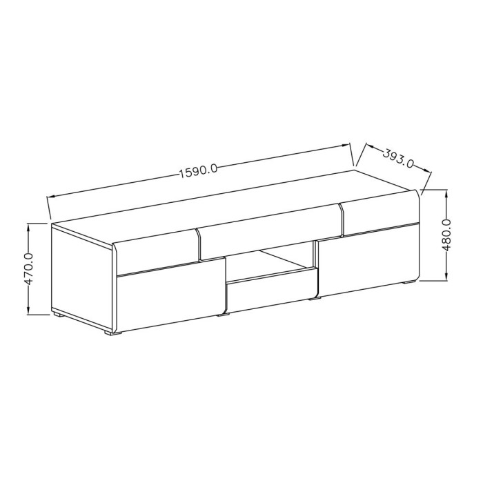 Meuble TV 160cm collection OHIO. Éclairage LED intégré. Coloris gris anthracite et chêne.